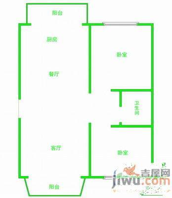 靓馨园2室1厅1卫87㎡户型图