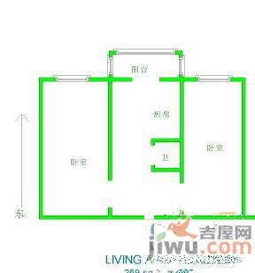 学府雅园2室1厅1卫73㎡户型图