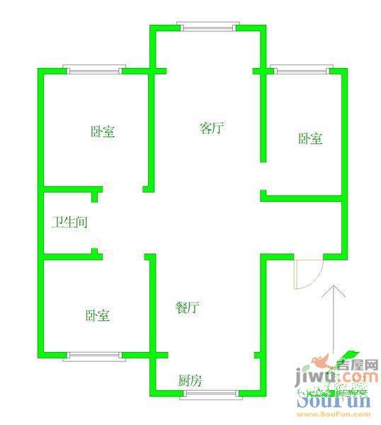 学府雅园2室1厅1卫73㎡户型图