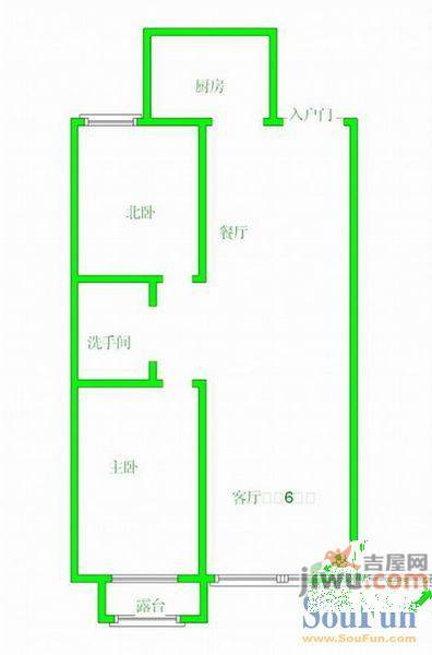 明廉小区1室1厅1卫38㎡户型图