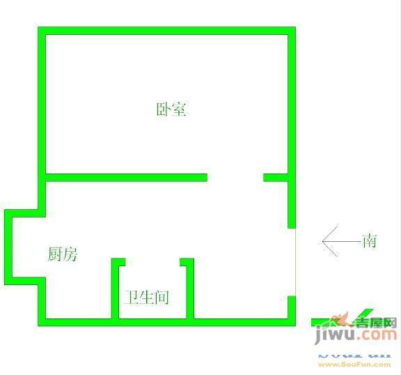 明廉小区1室1厅1卫38㎡户型图