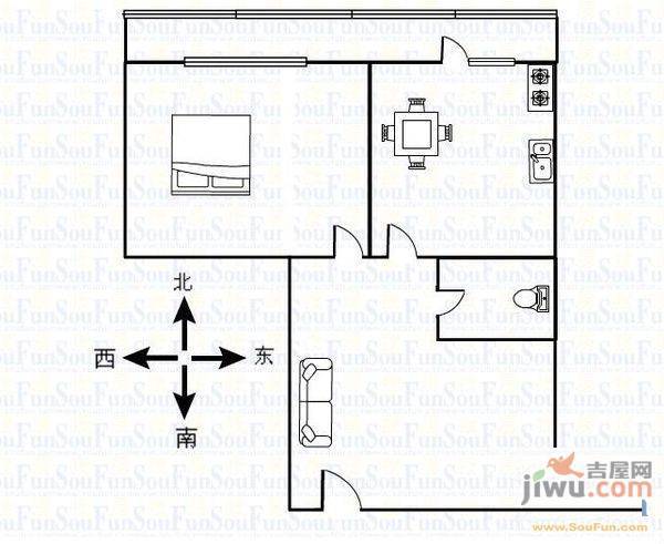 明廉小区1室1厅1卫38㎡户型图