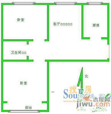 铁厦家园2室1厅1卫76㎡户型图