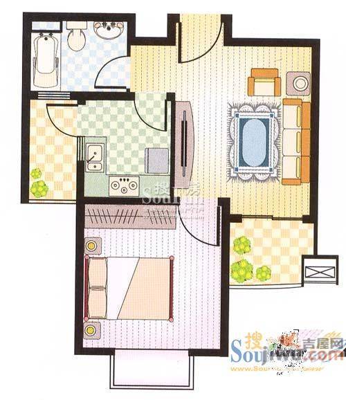 安检法小区1室1厅1卫户型图