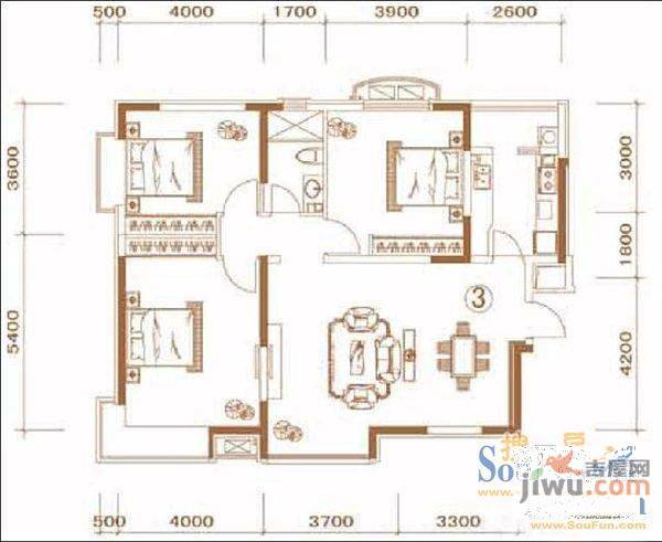 玉温社区2室1厅1卫户型图