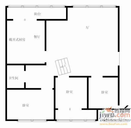 西塔社区3室2厅1卫141㎡户型图