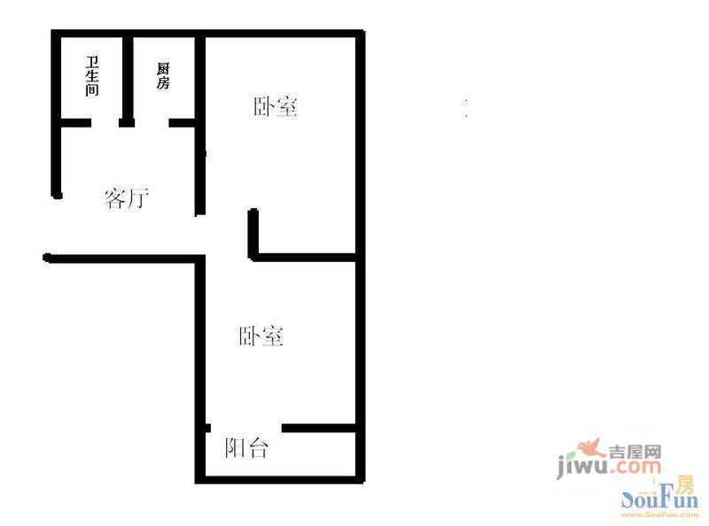 淮河社区1室1厅1卫46㎡户型图