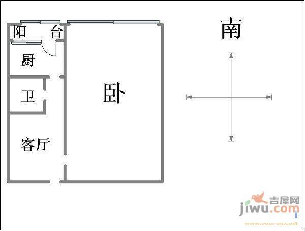 淮河社区1室1厅1卫46㎡户型图