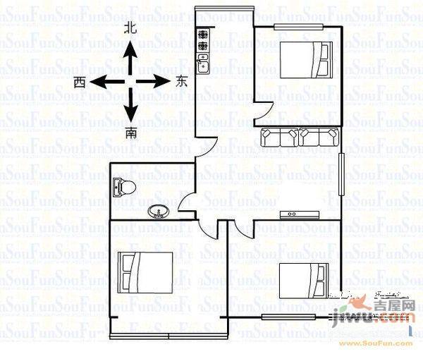 淮河雅居2室1厅1卫82㎡户型图