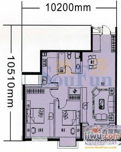 中山秀景2室2厅1卫94.8㎡户型图