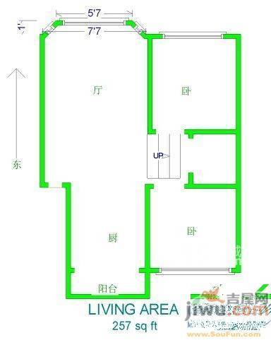 正大和平广场2室2厅1卫108㎡户型图