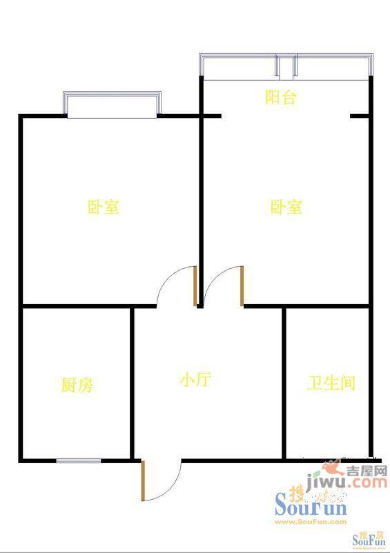 金川江社区2室2厅1卫104㎡户型图