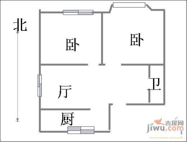 金川江社区2室2厅1卫104㎡户型图