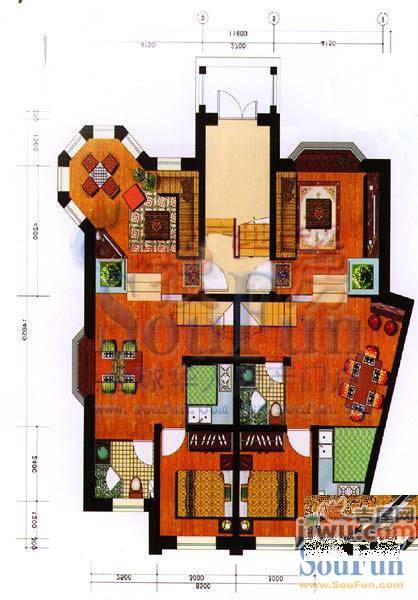 阳光假日山庄2室3厅2卫户型图