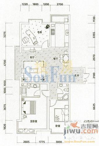 枫景名城1室1厅1卫37.5㎡户型图