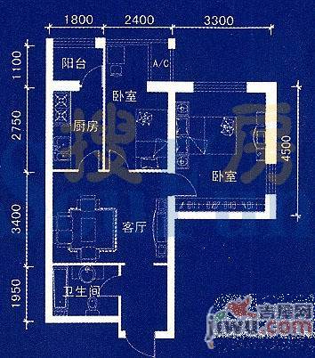 丽阳馨苑2室2厅1卫107㎡户型图