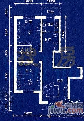 丽阳馨苑2室2厅1卫107㎡户型图