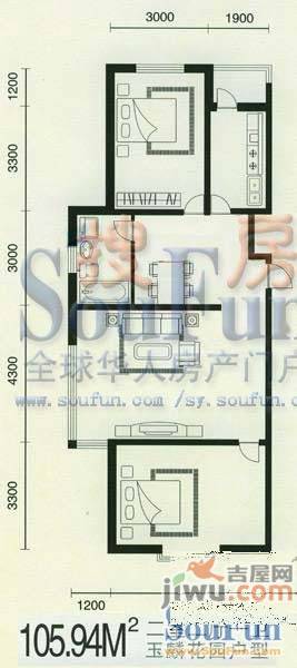 玉麟花园3室2厅1卫115㎡户型图