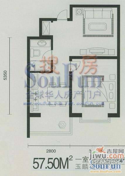 玉麟花园3室2厅1卫115㎡户型图