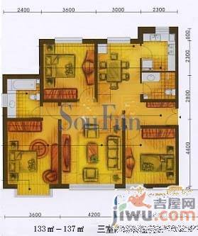 昌鑫置地广场3室2厅2卫户型图