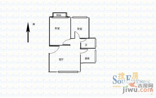 庐山社区1室1厅1卫51㎡户型图