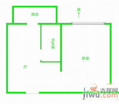 庐山社区1室1厅1卫51㎡户型图