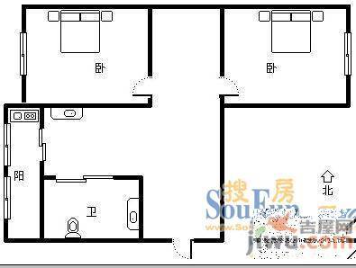 昆东社区2室1厅1卫62㎡户型图