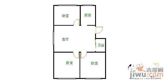 万方小区2室1厅1卫49㎡户型图