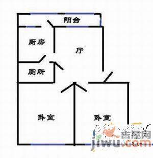 万方小区2室1厅1卫49㎡户型图