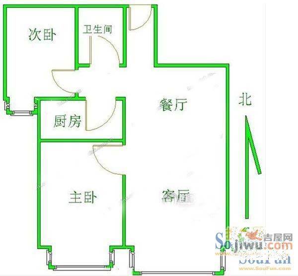 塔湾馨逸家园2室1厅1卫户型图