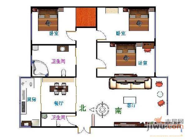 五爱小区2室1厅1卫68㎡户型图