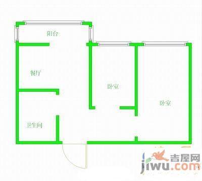 五爱小区2室1厅1卫68㎡户型图