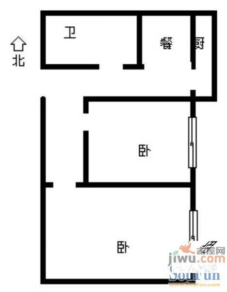 五爱小区2室1厅1卫68㎡户型图