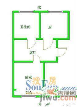 莲花新村2室1厅1卫户型图