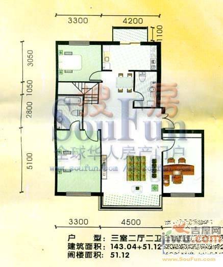 祥瑞家园3室1厅1卫133.7㎡户型图