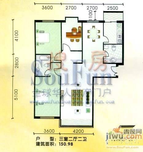 祥瑞家园3室1厅1卫133.7㎡户型图