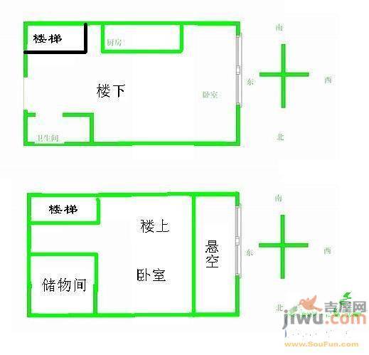 一世界2室1厅1卫40㎡户型图