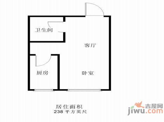 一世界2室1厅1卫40㎡户型图