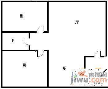 一世界2室1厅1卫40㎡户型图