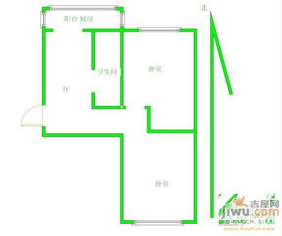 城中小区2室1厅1卫81㎡户型图