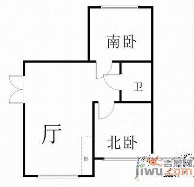 莲花东社区2室1厅1卫56㎡户型图