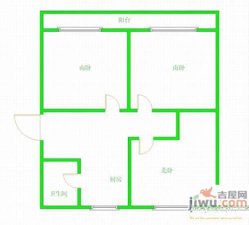 宝石南小区2室2厅1卫95㎡户型图