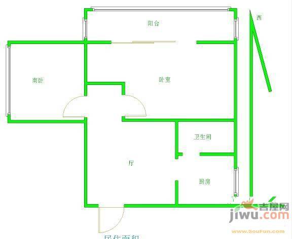 宝石南小区2室2厅1卫95㎡户型图