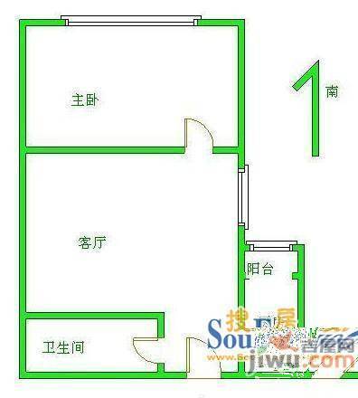 广宜三小区1室1厅1卫38㎡户型图