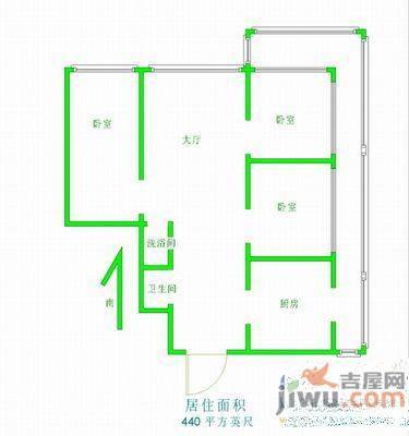 广宜三小区1室1厅1卫38㎡户型图