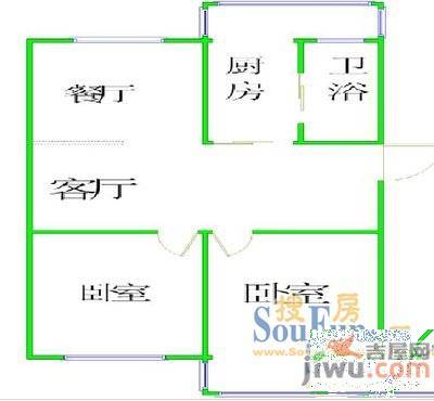 荣安小区2室1厅1卫55㎡户型图