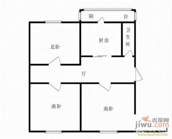 红星小区2室2厅2卫户型图