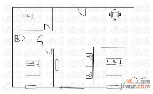 慎德小区2室1厅1卫60㎡户型图