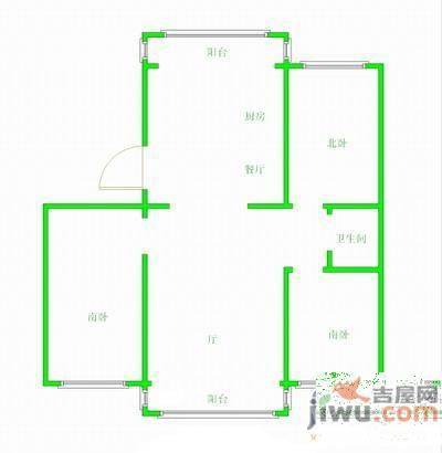 慎德小区2室1厅1卫60㎡户型图