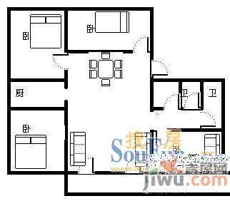 龙鼎大厦2室1厅1卫188㎡户型图